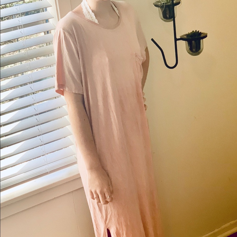 Long Blush T-Shirt Dress